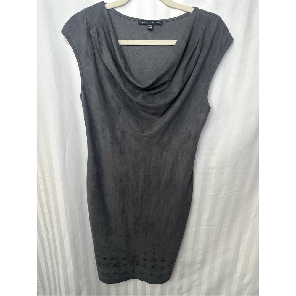 SAKS FIFTH AVENUE Gray Sleeveless Cowl Neckline Formal Dress Size 4